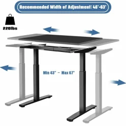 Tangkula Electric Standing Desk Frame, Height & Width Adjustable Motorized Sit Stand Desk Base