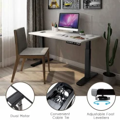 Tangkula Electric Standing Desk Frame, Height & Width Adjustable Motorized Sit Stand Desk Base