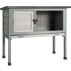 Tangkula Elevated Wood Rabbit Hutch (Grey)