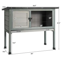 Tangkula Elevated Wood Rabbit Hutch (Grey)