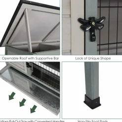 Tangkula Elevated Wood Rabbit Hutch (Grey)