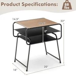 Tangkula End Table, 3-Tier Side Table
