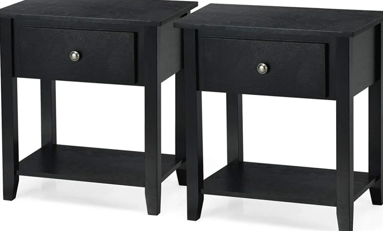 Tangkula End Table with Drawer, Nightstand w/Drawer and Storage Shelf