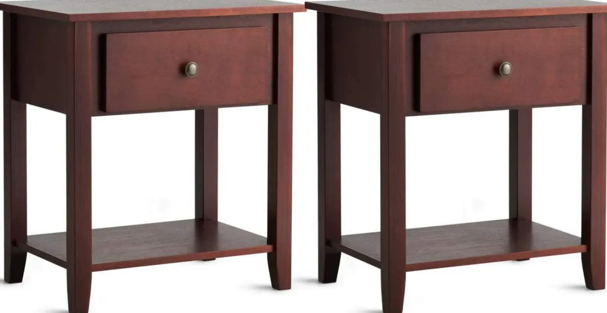 Tangkula End Table with Drawer, Nightstand w/Drawer and Storage Shelf