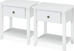 Tangkula End Table with Drawer, Nightstand w/Drawer and Storage Shelf