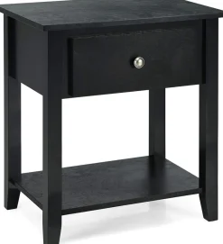 Tangkula End Table with Drawer, Nightstand w/Drawer and Storage Shelf