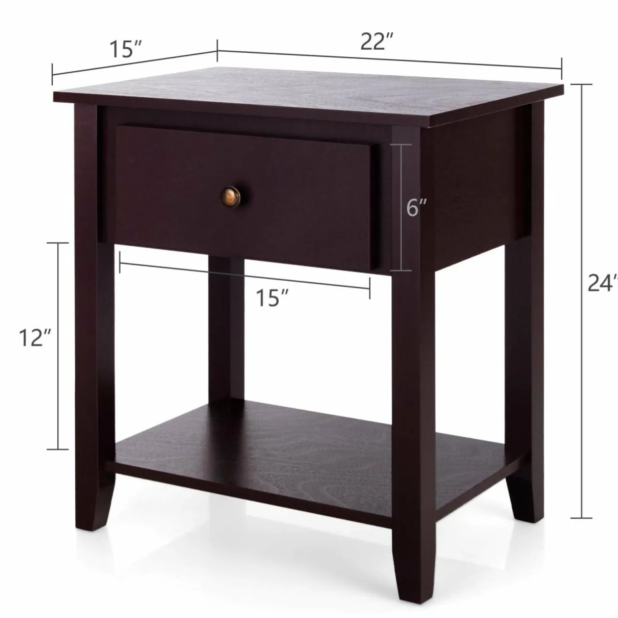 Tangkula End Table with Drawer, Nightstand w/Drawer and Storage Shelf
