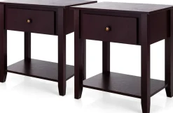 Tangkula End Table with Drawer, Nightstand w/Drawer and Storage Shelf