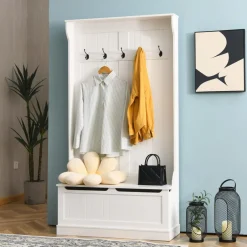 Tangkula Entryway Bench with Coat Rack