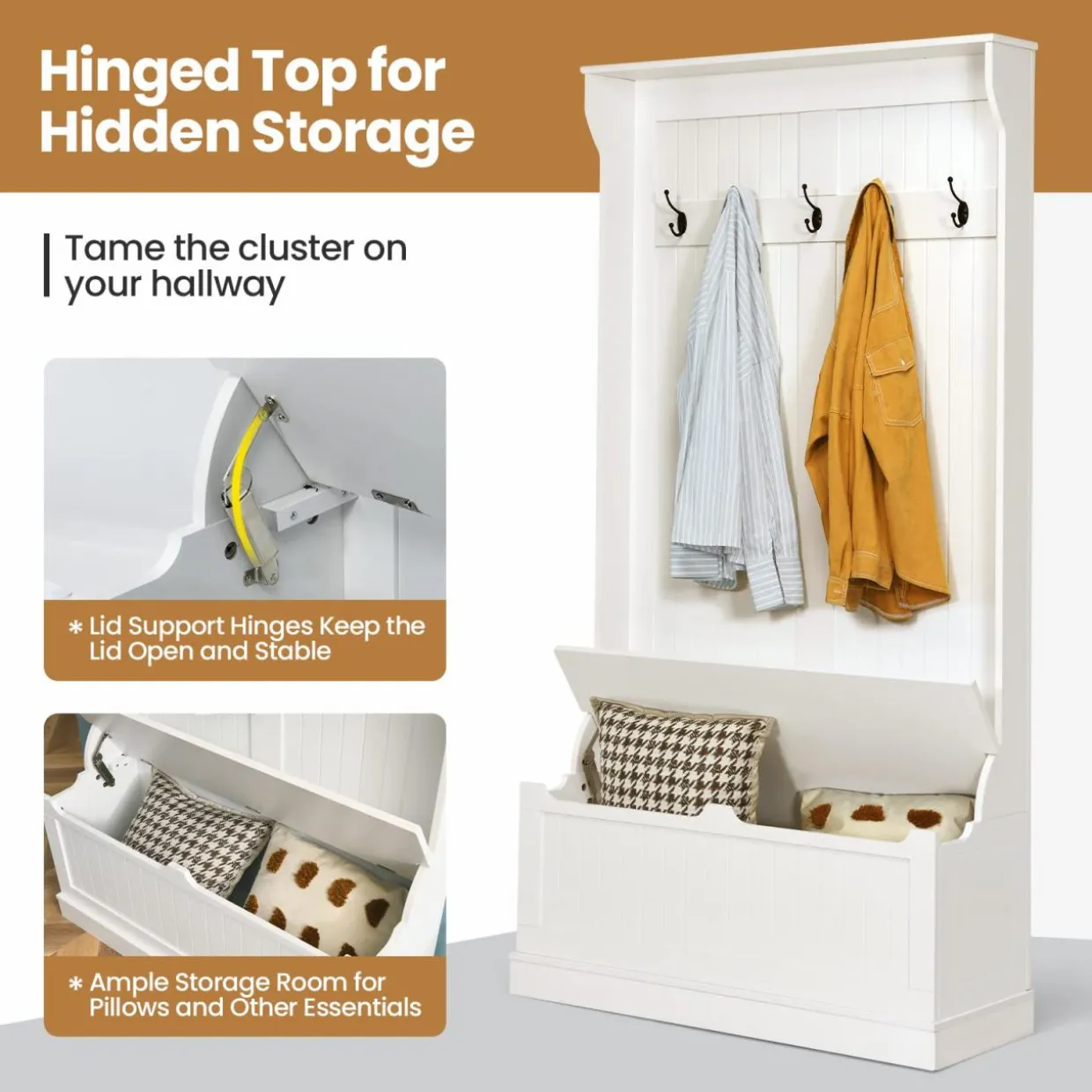 Tangkula Entryway Bench with Coat Rack