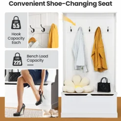 Tangkula Entryway Bench with Coat Rack