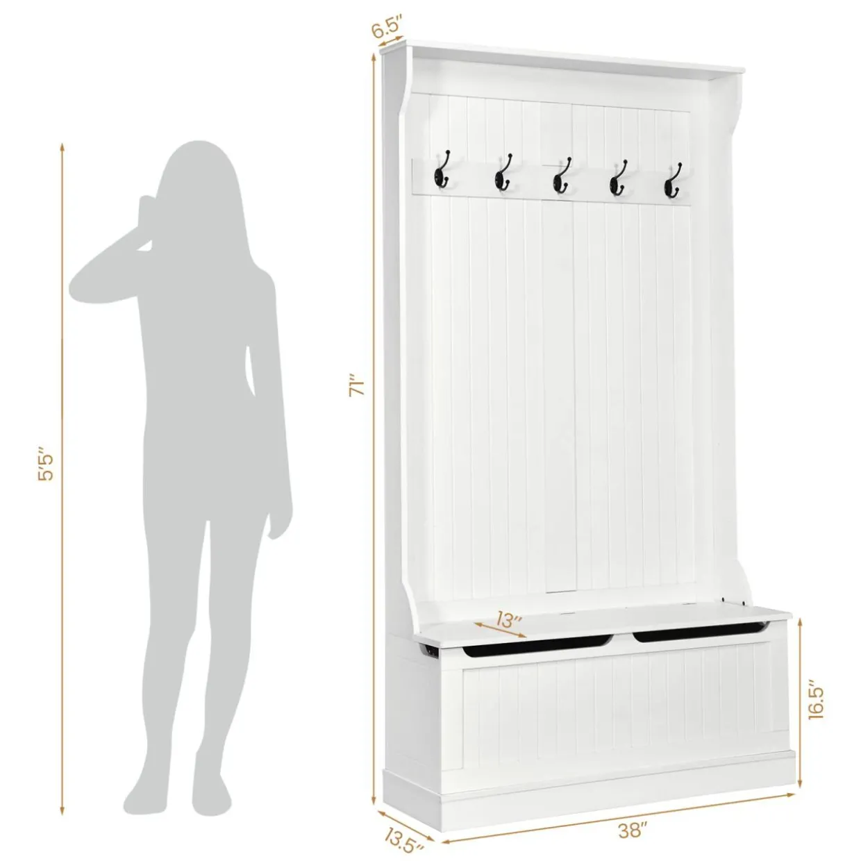 Tangkula Entryway Bench with Coat Rack