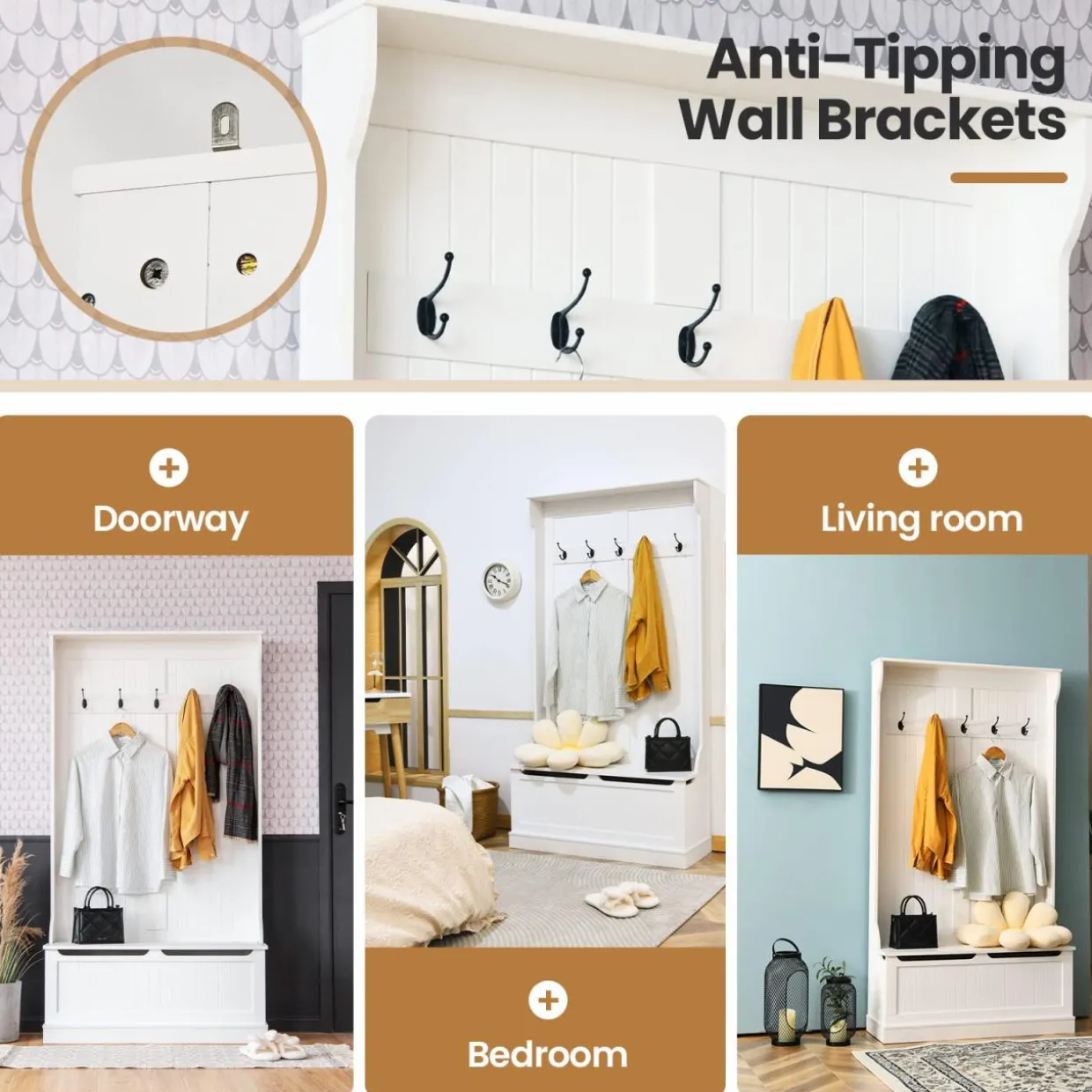 Tangkula Entryway Bench with Coat Rack