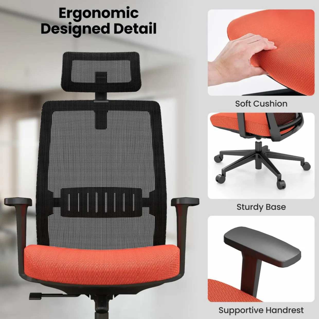 Tangkula Ergonomic Office Chair, 400 lbs Big & Tall Ergonomic Executive Chair with Lumbar Support