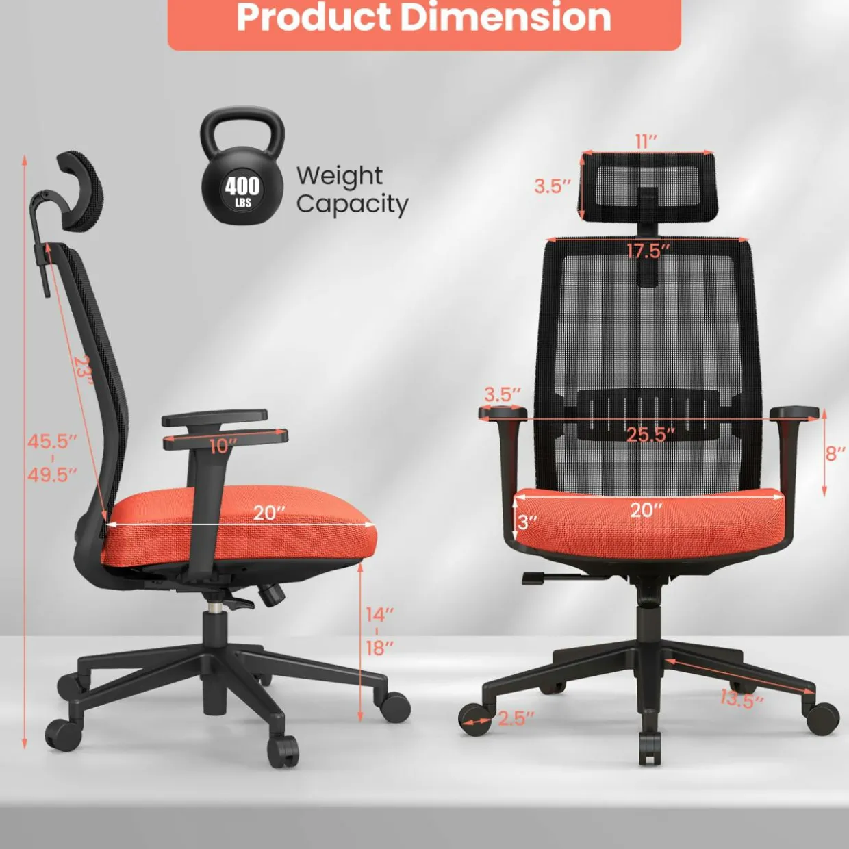 Tangkula Ergonomic Office Chair, 400 lbs Big & Tall Ergonomic Executive Chair with Lumbar Support