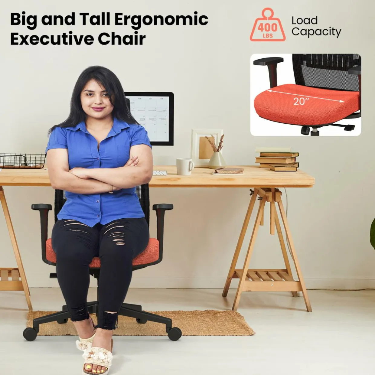 Tangkula Ergonomic Office Chair, 400 lbs Big & Tall Ergonomic Executive Chair with Lumbar Support