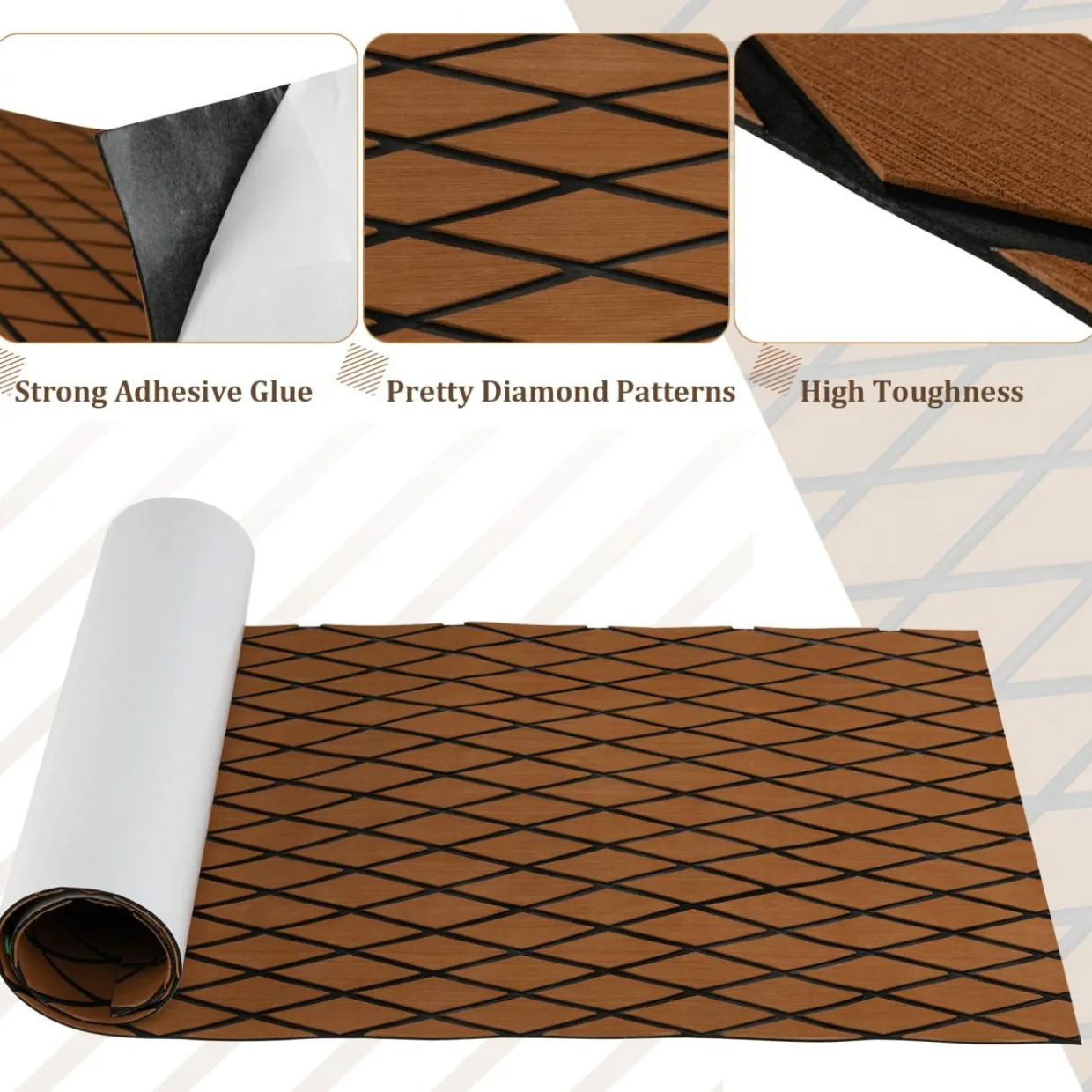 Tangkula EVA Foam Boat Decking Sheet, Self-Adhesive Boat Flooring with Diamond Shape