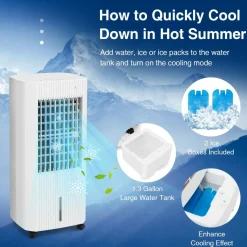 Tangkula Evaporative Air Cooler, Portable Swamp Cooler with Remote, 2 Ice Packs
