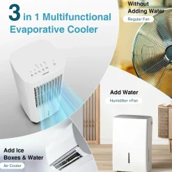 Tangkula Evaporative Air Cooler, Portable Swamp Cooler with Remote, 2 Ice Packs