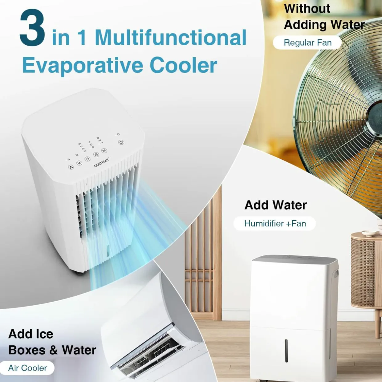 Tangkula Evaporative Air Cooler, Portable Swamp Cooler with Remote, 2 Ice Packs
