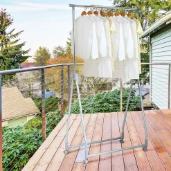 Tangkula Extendable Garment Rack, Heavy Duty Foldable Clothes Rack with Adjustable Hanging Rod