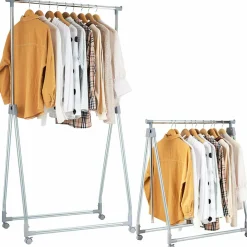 Tangkula Extendable Garment Rack, Heavy Duty Foldable Clothes Rack with Adjustable Hanging Rod