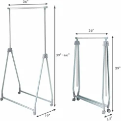 Tangkula Extendable Garment Rack, Heavy Duty Foldable Clothes Rack with Adjustable Hanging Rod