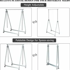 Tangkula Extendable Garment Rack, Heavy Duty Foldable Clothes Rack with Adjustable Hanging Rod