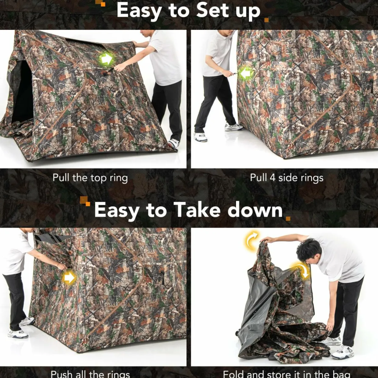 Tangkula Extra Tall 3-4 Person Hunting Blind, 270 Degree See Through Ground Blind with Silent Slide Windows