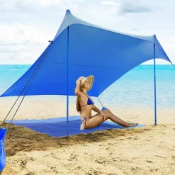 Tangkula Family Beach Sunshade, UPF50+ Sun Shade Tent with Aluminum Poles