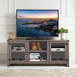 Tangkula Farmhouse TV Stand, Living Room Console Storage Cabinet for TVs up to 65