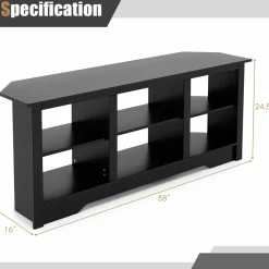 Tangkula Farmhouse TV Stand for TVs up to 65 Inch, Media Entertainment Center w/6 Storage Shelves for Living Room