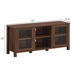 Tangkula Farmhouse TV Stand, Living Room Console Storage Cabinet for TVs up to 65