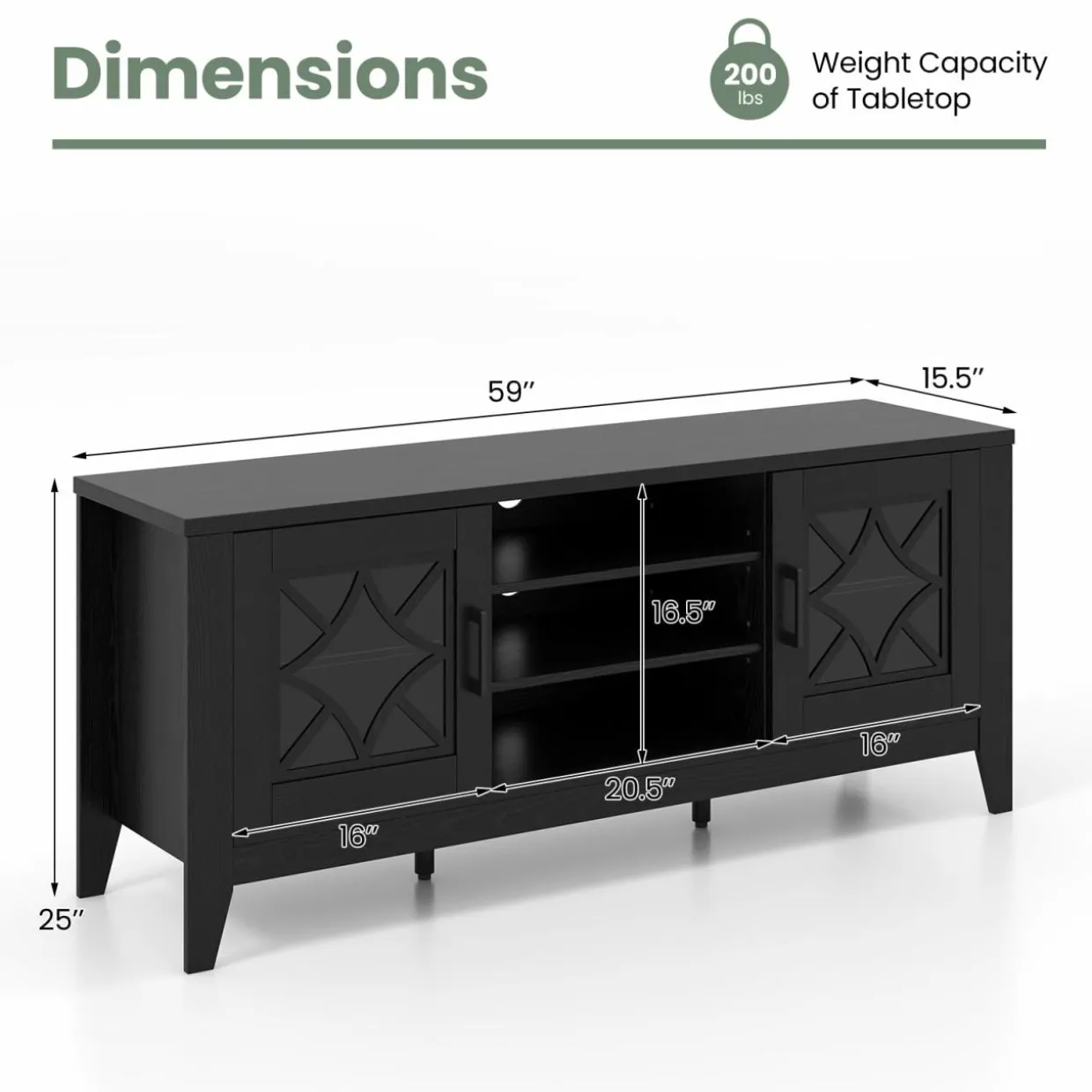 Tangkula Farmhouse TV Stand for TVs Up to 65-in, Classic Media Entertainment Center w/Glass Door Cabinets & 4 Adjustable Shelves