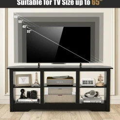 Tangkula Farmhouse TV Stand for TVs up to 65 Inch, Media Entertainment Center w/6 Storage Shelves for Living Room