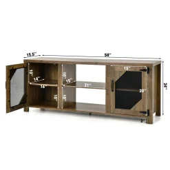 Tangkula Farmhouse TV Stand for TVs up to 65 Inch Flat Screen, Media Console Cabinet, Rustic Brown