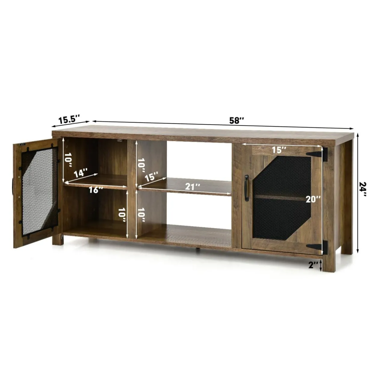 Tangkula Farmhouse TV Stand for TVs up to 65 Inch Flat Screen, Media Console Cabinet, Rustic Brown