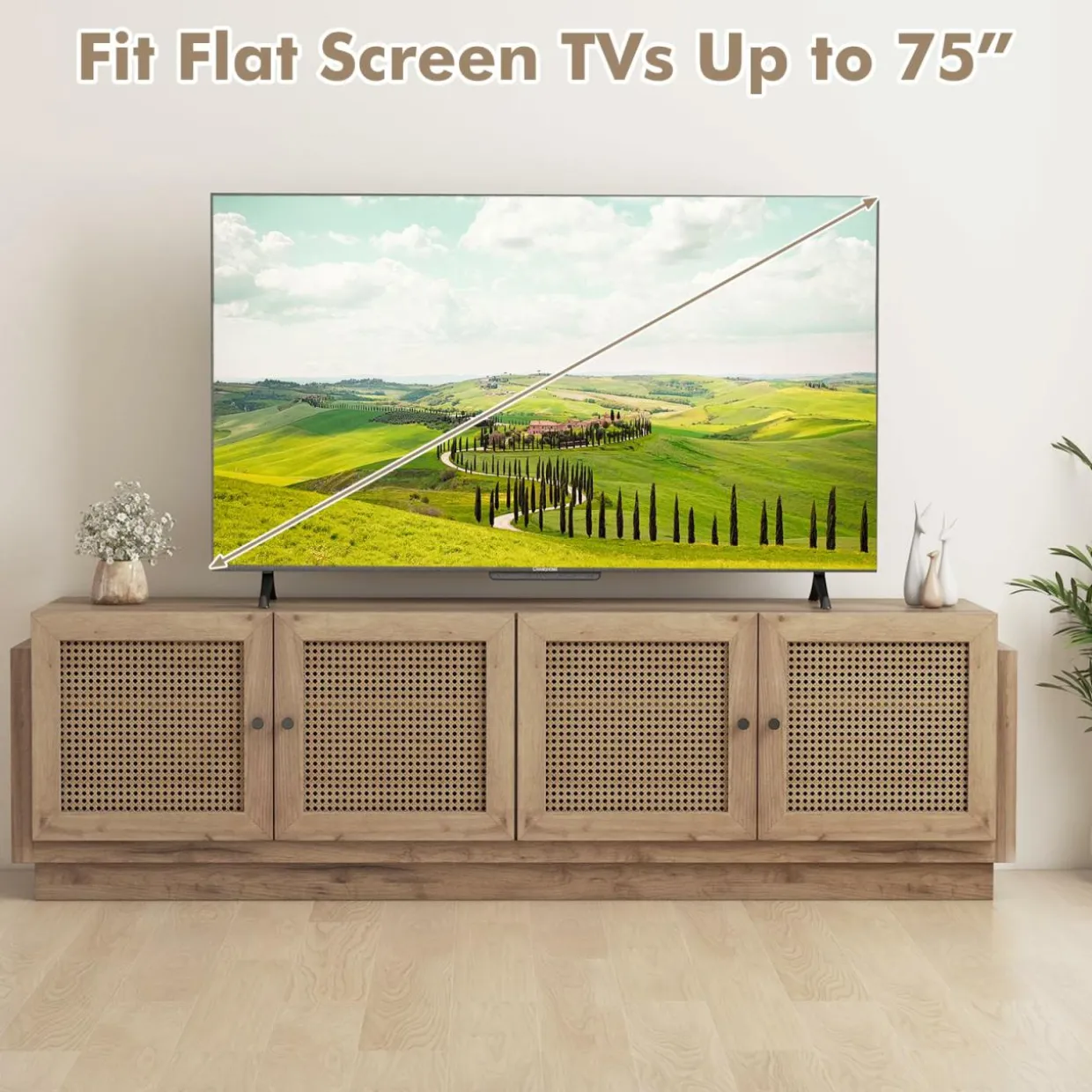 Tangkula Farmhouse TV Stand for TVs Up to 75 Inches