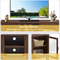 Tangkula Farmhouse TV Stand, Living Room Console Storage Cabinet for TVs up to 65