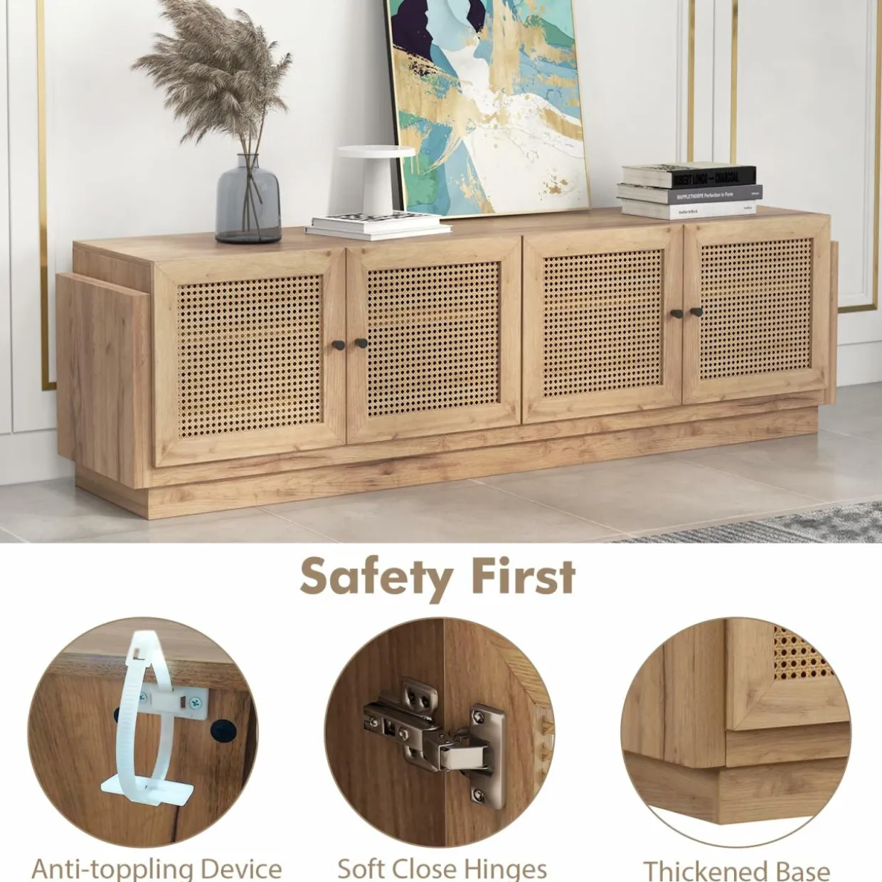 Tangkula Farmhouse TV Stand for TVs Up to 75 Inches