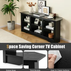 Tangkula Farmhouse TV Stand for TVs up to 65 Inch, Media Entertainment Center w/6 Storage Shelves for Living Room