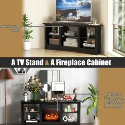 Tangkula Farmhouse TV Stand for TVs up to 65 Inch, Media Entertainment Center w/6 Storage Shelves for Living Room