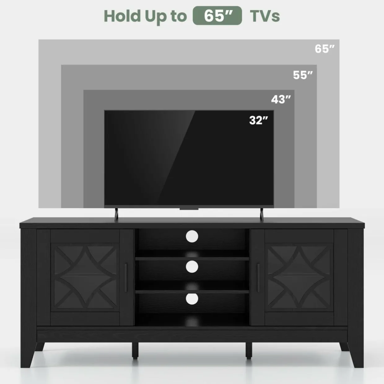 Tangkula Farmhouse TV Stand for TVs Up to 65-in, Classic Media Entertainment Center w/Glass Door Cabinets & 4 Adjustable Shelves