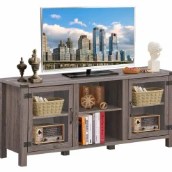 Tangkula Farmhouse TV Stand, Living Room Console Storage Cabinet for TVs up to 65