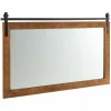 Tangkula Farmhouse Wall Mirror, 40" x 26" Rustic Bathroom Mirror with Fir Wood Frame