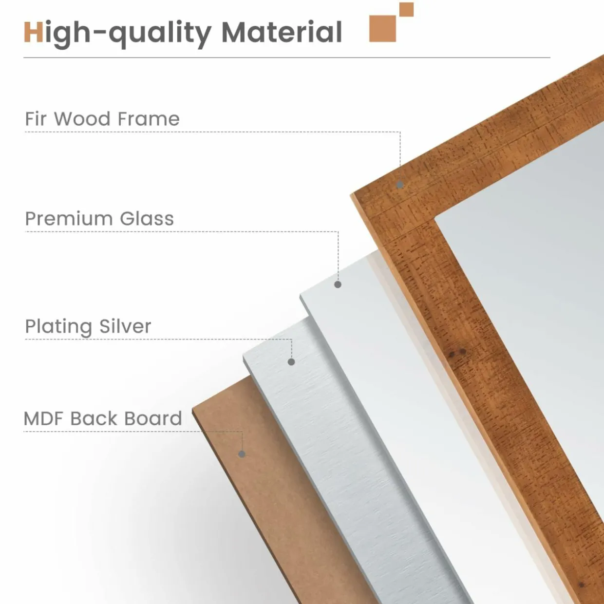Tangkula Farmhouse Wall Mirror, 40" x 26" Rustic Bathroom Mirror with Fir Wood Frame