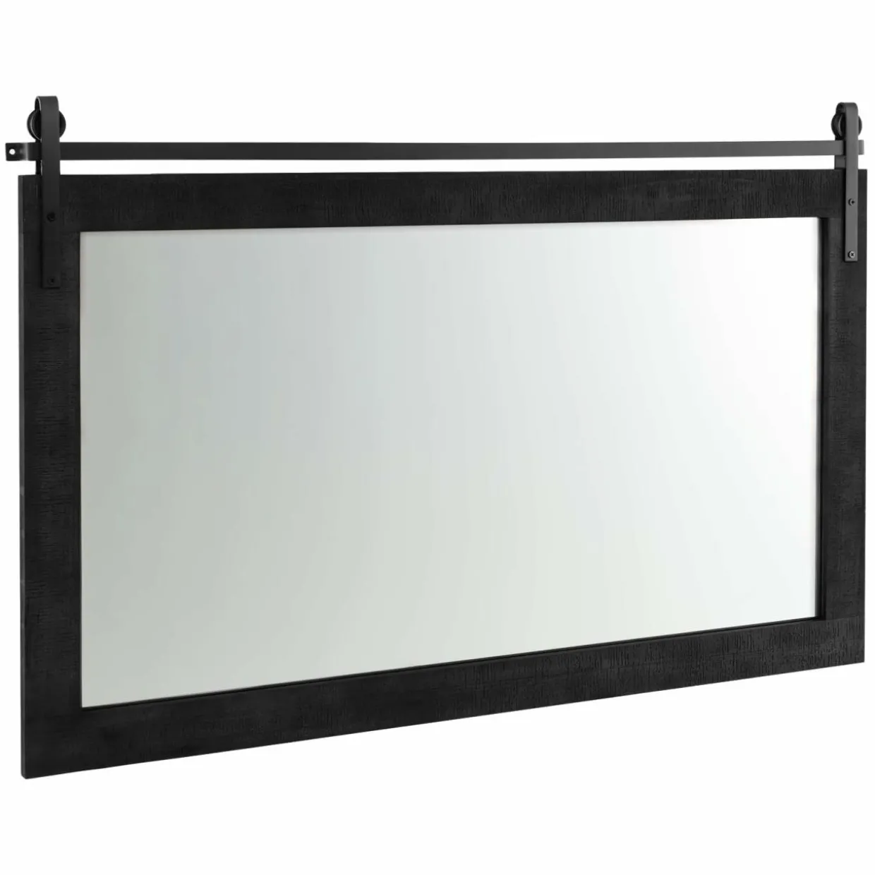Tangkula Farmhouse Wall Mirror, 40" x 26" Rustic Bathroom Mirror with Fir Wood Frame
