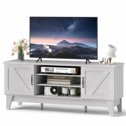 Tangkula Farmhouse Wood TV Stand for TVs Up to 65”