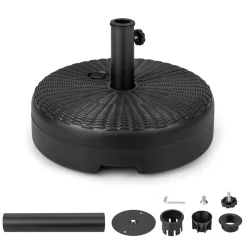Tangkula Fillable Umbrella Base Stand, Water & Sand Filled 66 lbs Heavy-Duty Patio Umbrella Weighted Stand