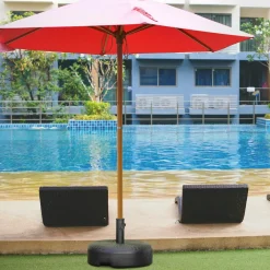 Tangkula Fillable Umbrella Base Stand, Water & Sand Filled 66 lbs Heavy-Duty Patio Umbrella Weighted Stand